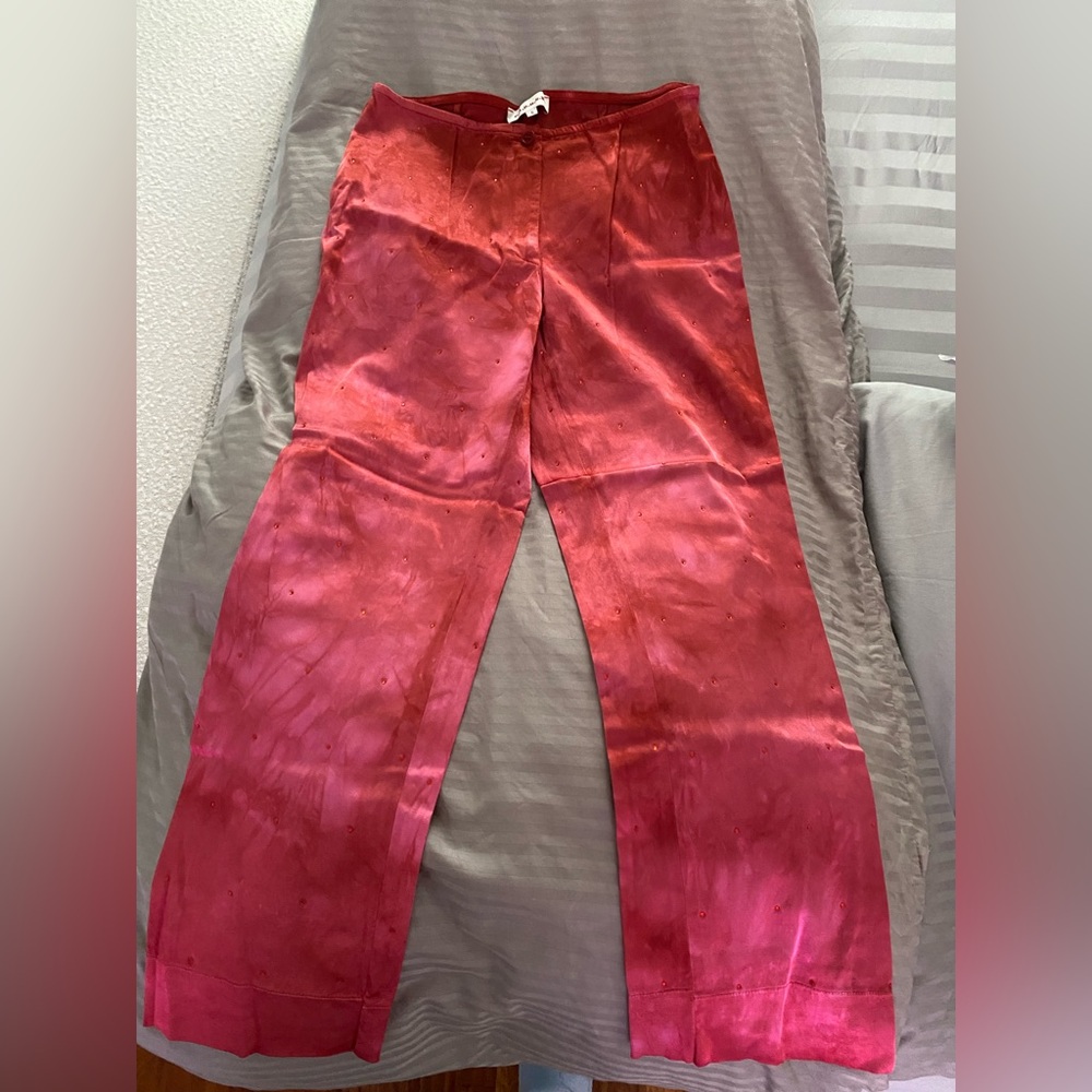 P.A.R.O.S.H., Vibrant stretching Satin finish red rhinestones, Size S Pants